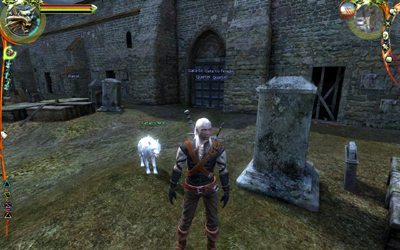 Geralt and wolf in the cemetery