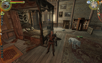 Geralt and wolf at Triss's house